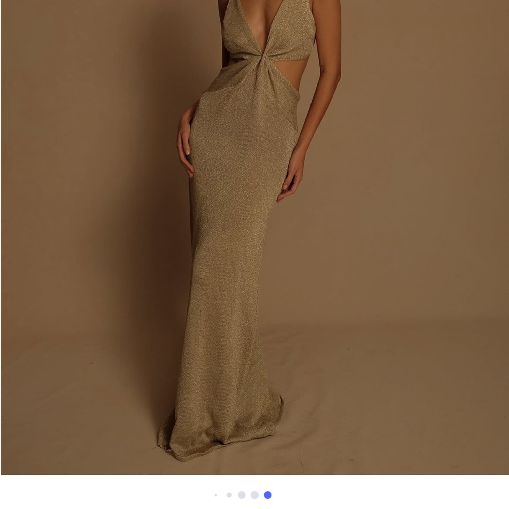 Meshki Gracelyn twisted metallic knit maxi dress